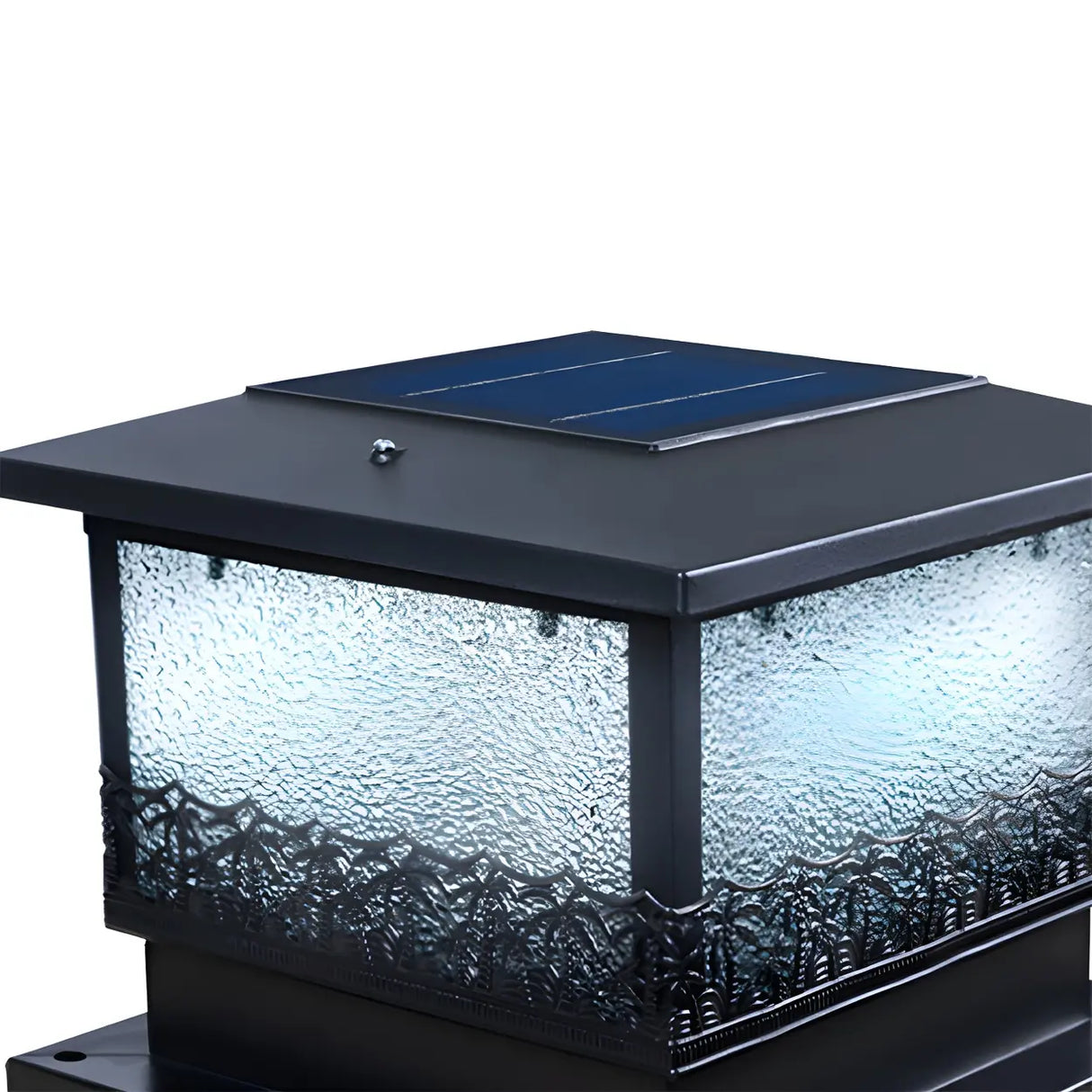 Black Vintage Cube Frosted Glass Outdoor Table Lamp Image - 8