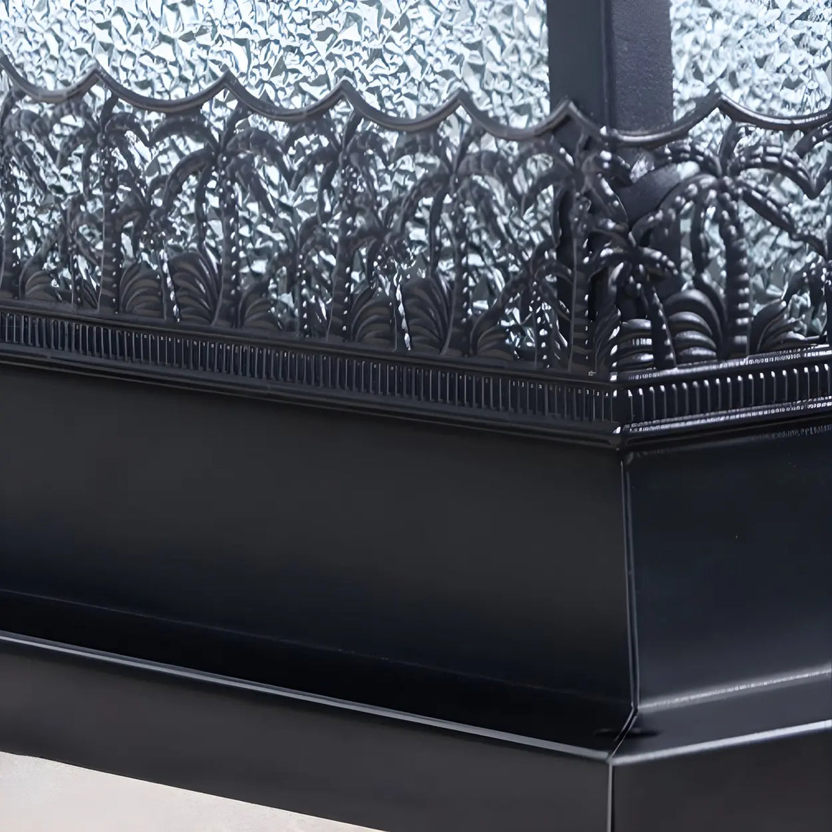 Black Vintage Cube Frosted Glass Outdoor Table Lamp Image - 9