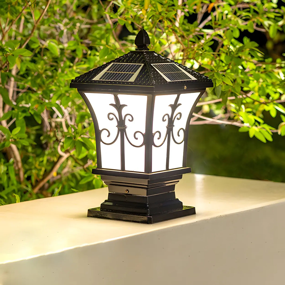 Black Vintage Garden Solar Iron Lantern Outdoor Lamp Image - 1