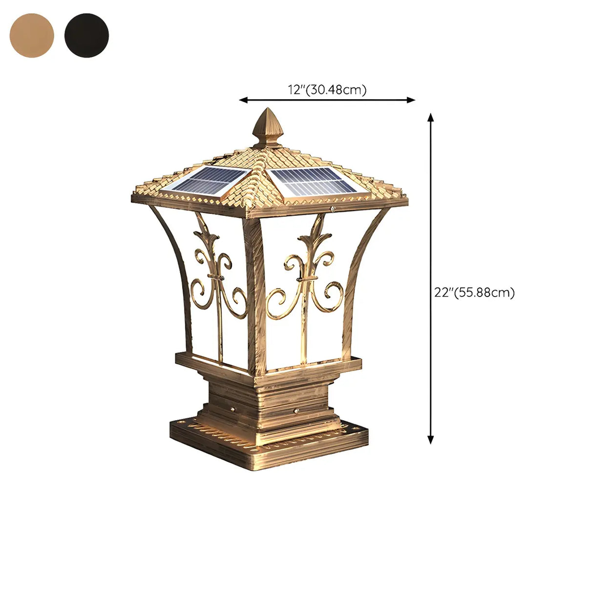 Black Vintage Garden Solar Iron Lantern Outdoor Lamp 
