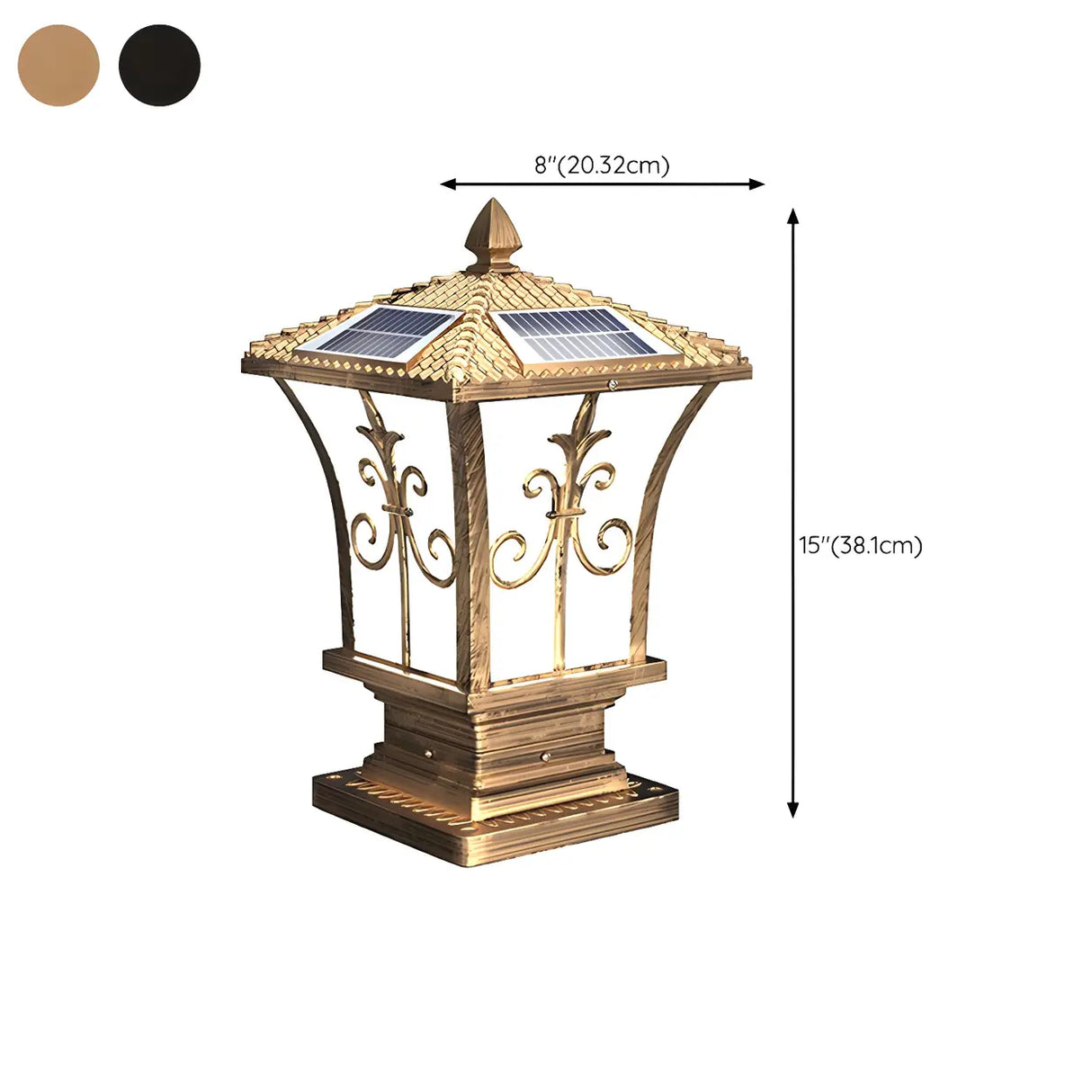 Black Vintage Garden Solar Iron Lantern Outdoor Lamp Image - 15