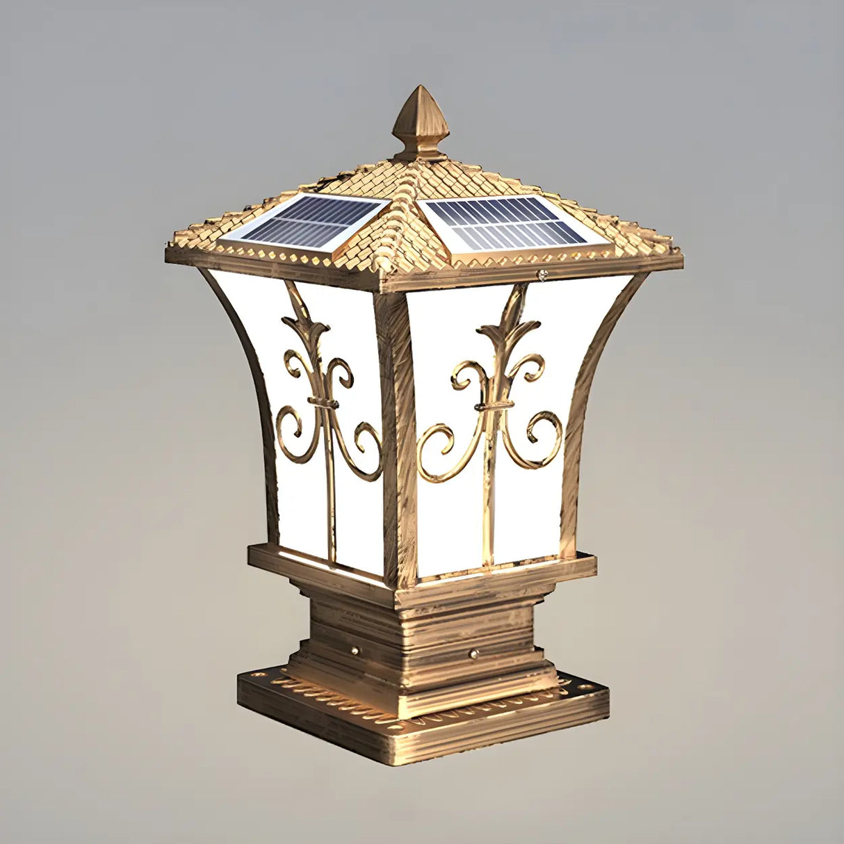 Black Vintage Garden Solar Iron Lantern Outdoor Lamp Image - 2