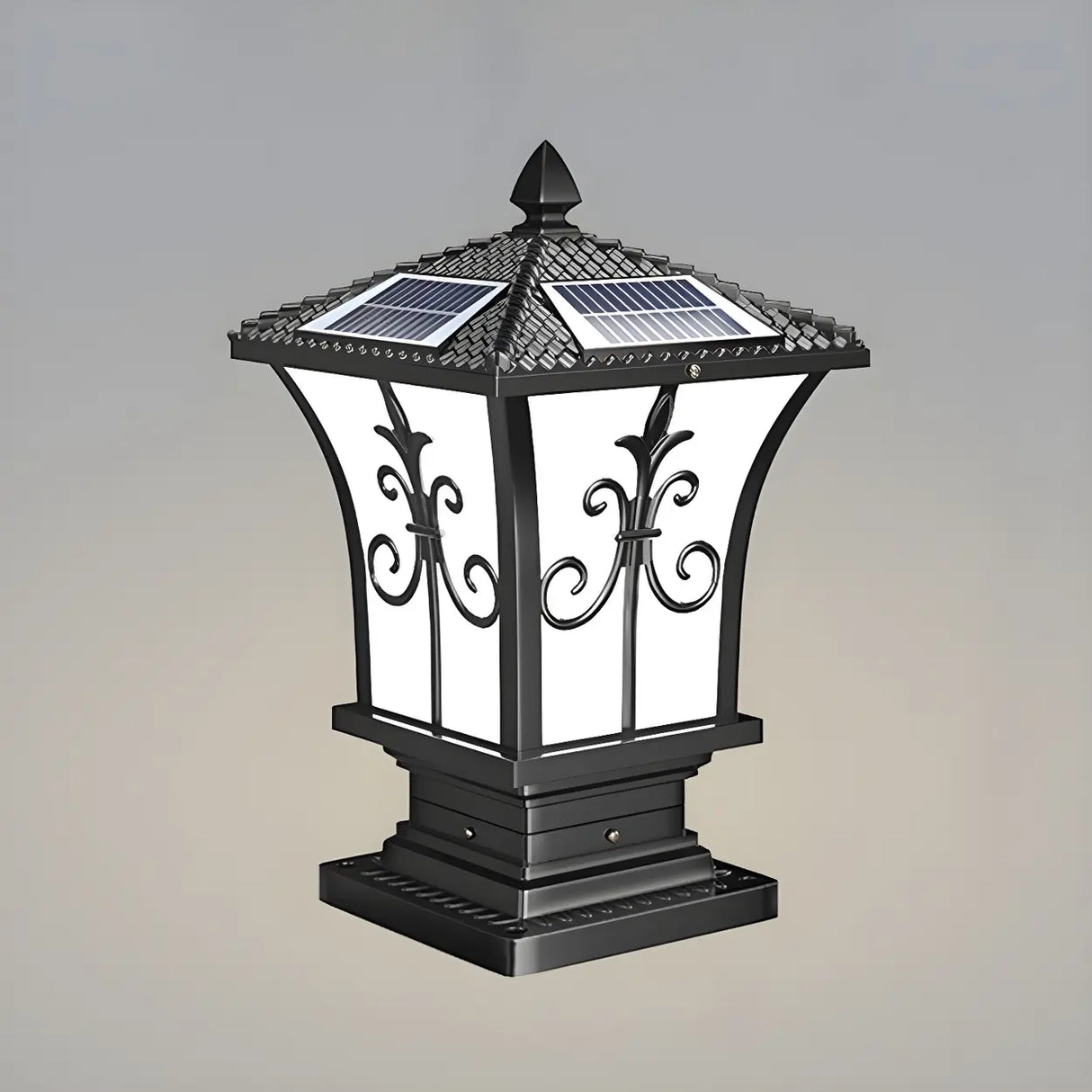 Black Vintage Garden Solar Iron Lantern Outdoor Lamp Image - 3