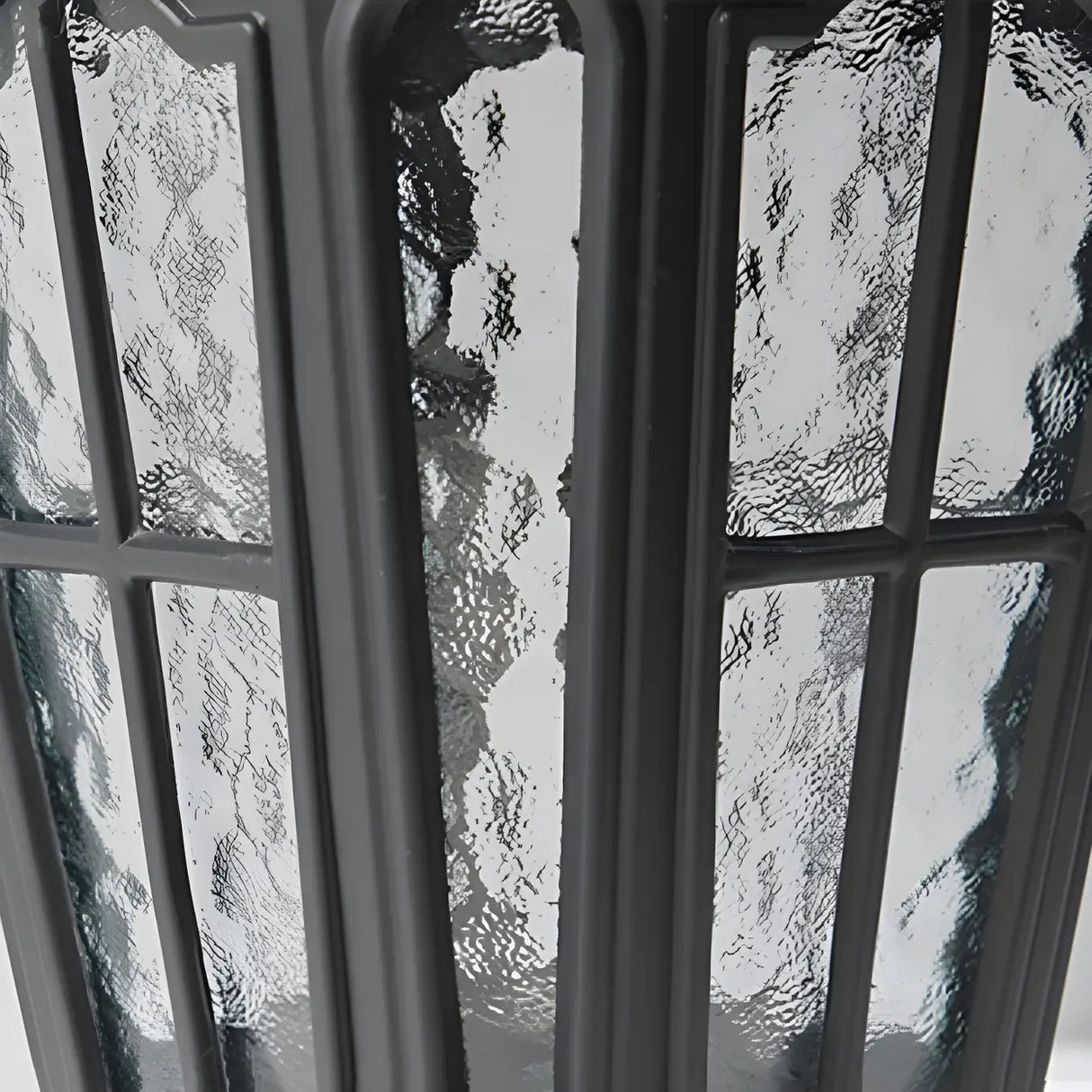 Black Vintage Solar Metal Lantern Outdoor Post Light Image - 10
