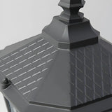 Black Vintage Solar Metal Lantern Outdoor Post Light Image - 11