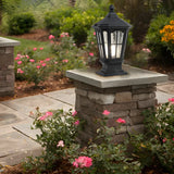Black Vintage Solar Metal Lantern Outdoor Post Light Image - 15