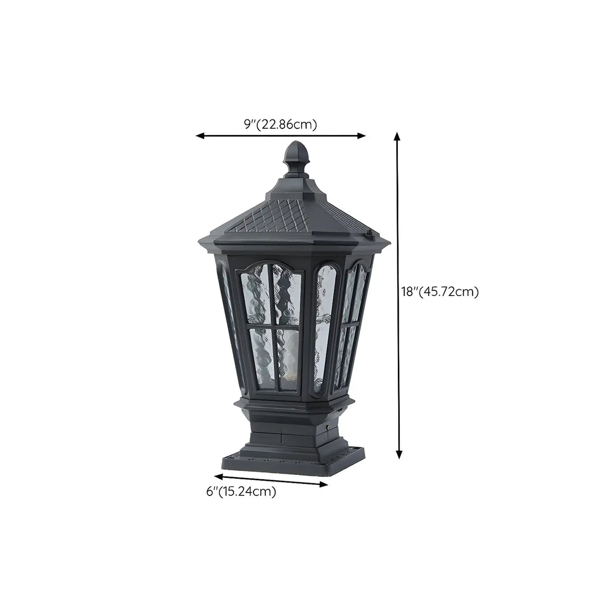 Black Vintage Solar Metal Lantern Outdoor Post Light 