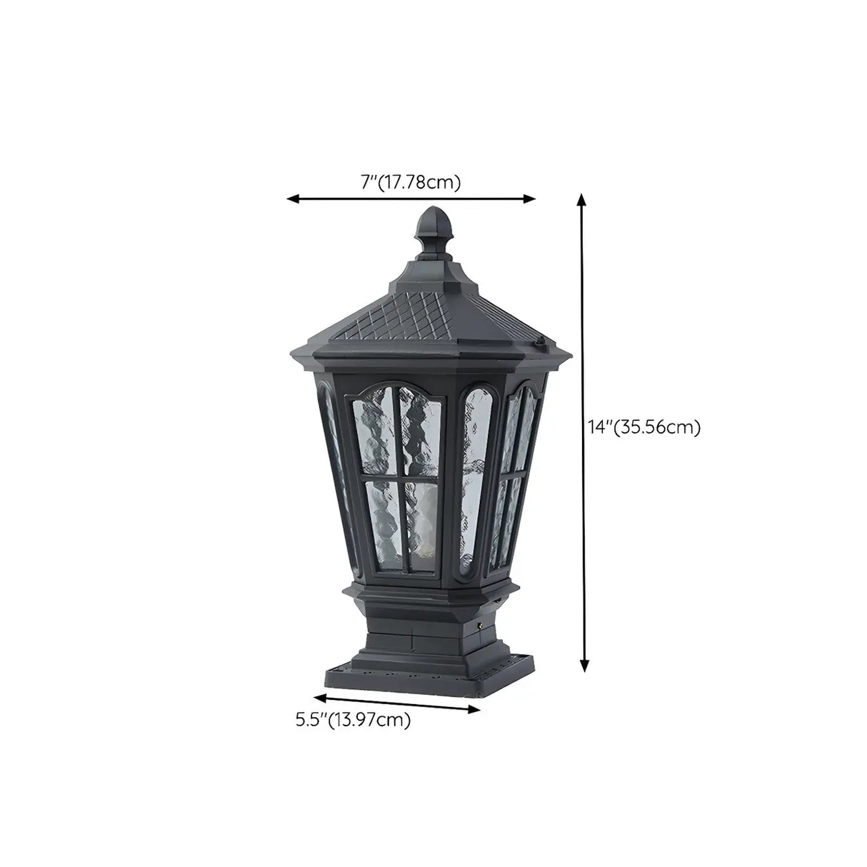 Black Vintage Solar Metal Lantern Outdoor Post Light Image - 17