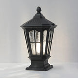Black Vintage Solar Metal Lantern Outdoor Post Light Image - 6