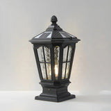 Black Vintage Solar Metal Lantern Outdoor Post Light Image - 7