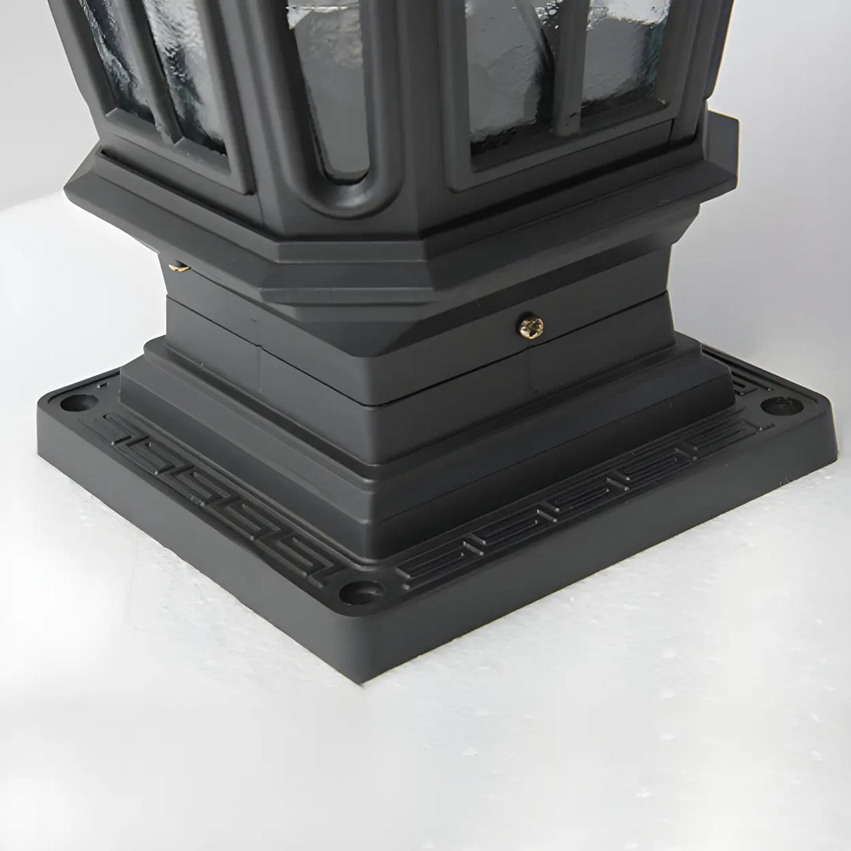 Black Vintage Solar Metal Lantern Outdoor Post Light Image - 9