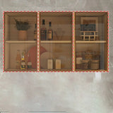 Black Wall Mounted Ribbed Glass Kitchen China Cabinet Image - 11