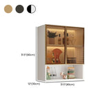 Black Wall Mounted Ribbed Glass Kitchen China Cabinet Image - 29
