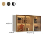 Black Wall Mounted Ribbed Glass Kitchen China Cabinet Image - 32