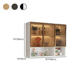 Black Wall Mounted Ribbed Glass Kitchen China Cabinet Image - 45