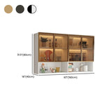 Black Wall Mounted Ribbed Glass Kitchen China Cabinet Image - 53