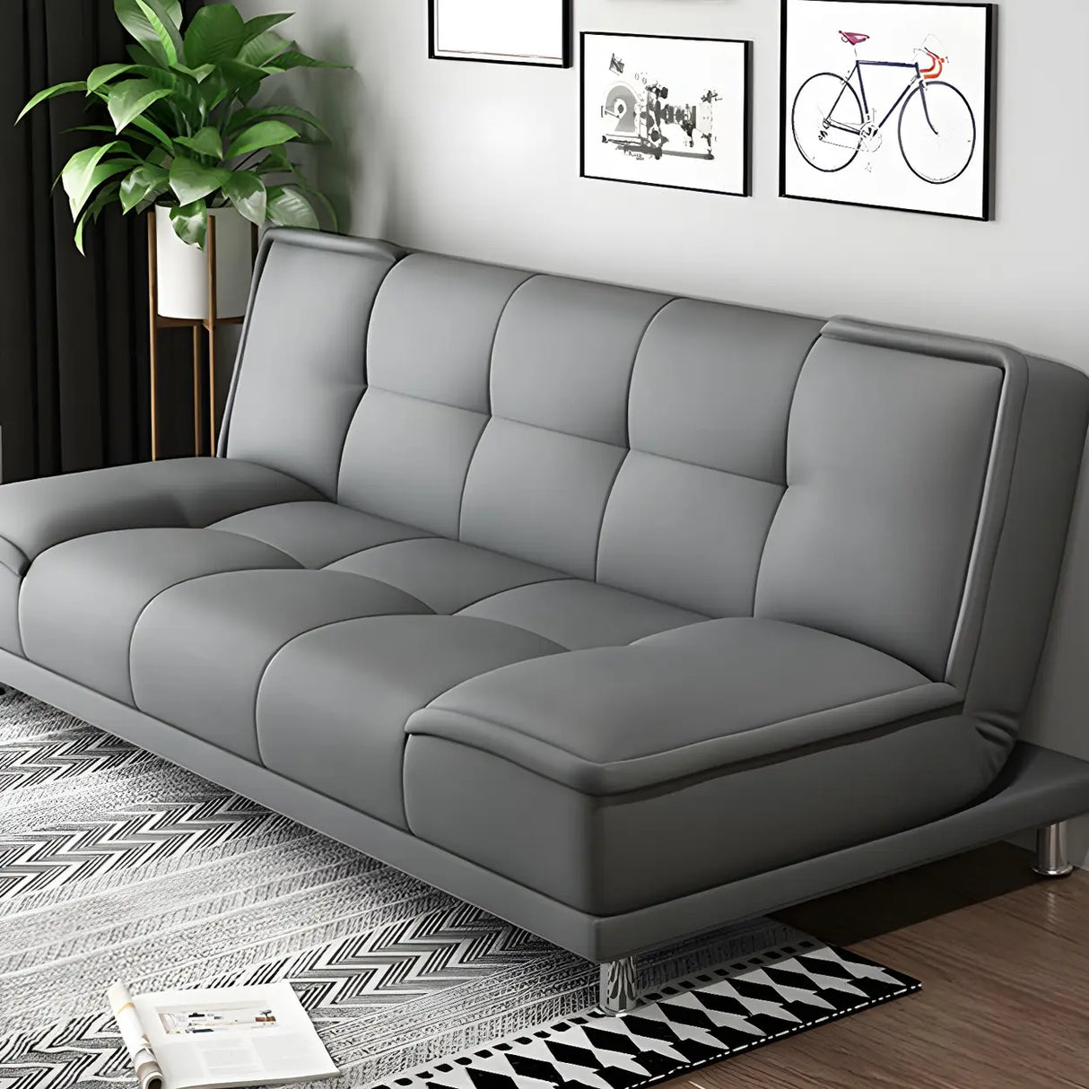 Black Water Resistant Biscuit Back 	Reclining Sleeper Image - 10