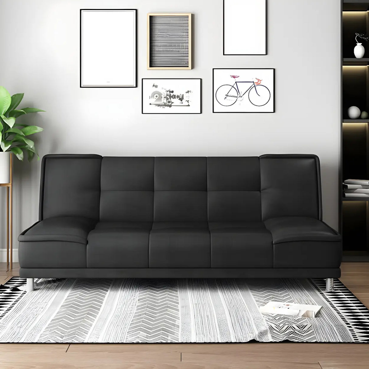 Black Water Resistant Biscuit Back 	Reclining Sleeper Image - 1