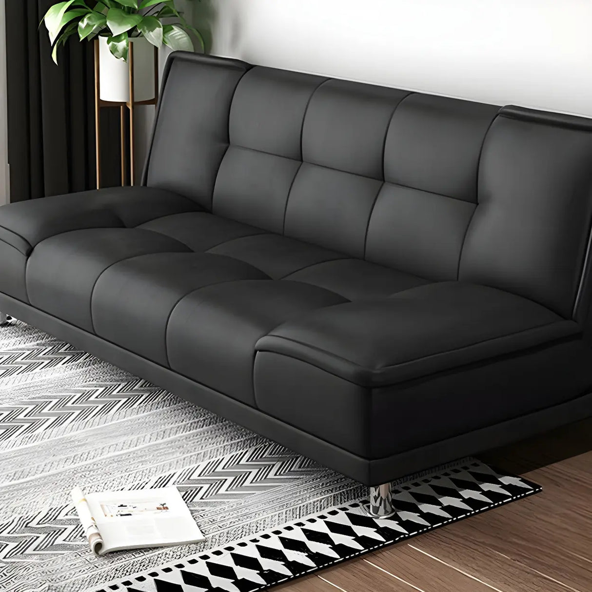 Black Water Resistant Biscuit Back 	Reclining Sleeper Image - 2
