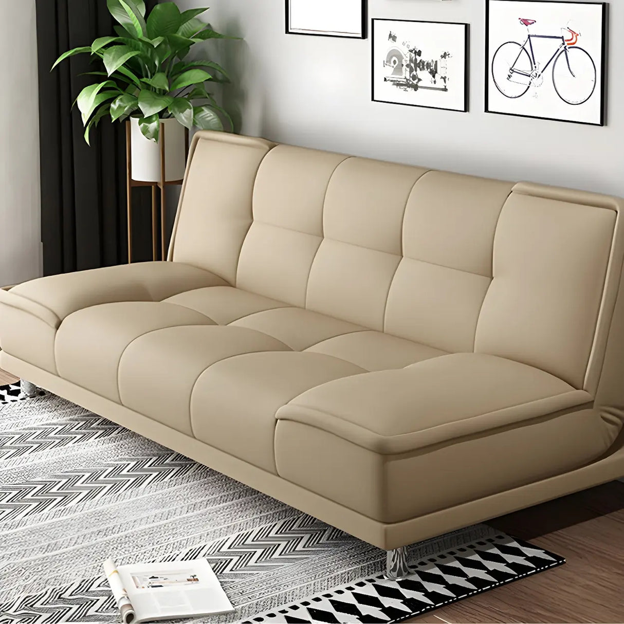 Black Water Resistant Biscuit Back 	Reclining Sleeper Image - 3