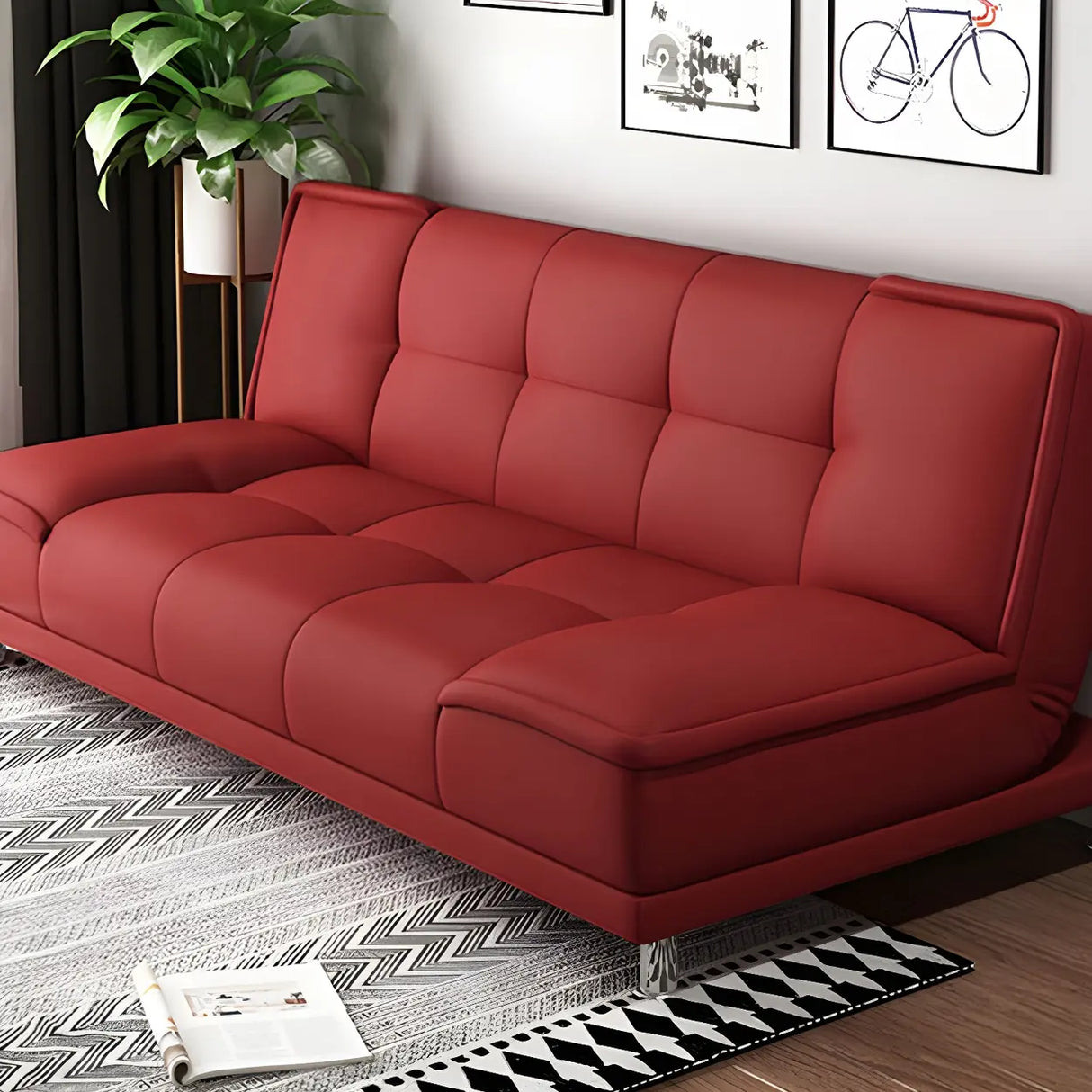 Black Water Resistant Biscuit Back 	Reclining Sleeper Image - 5