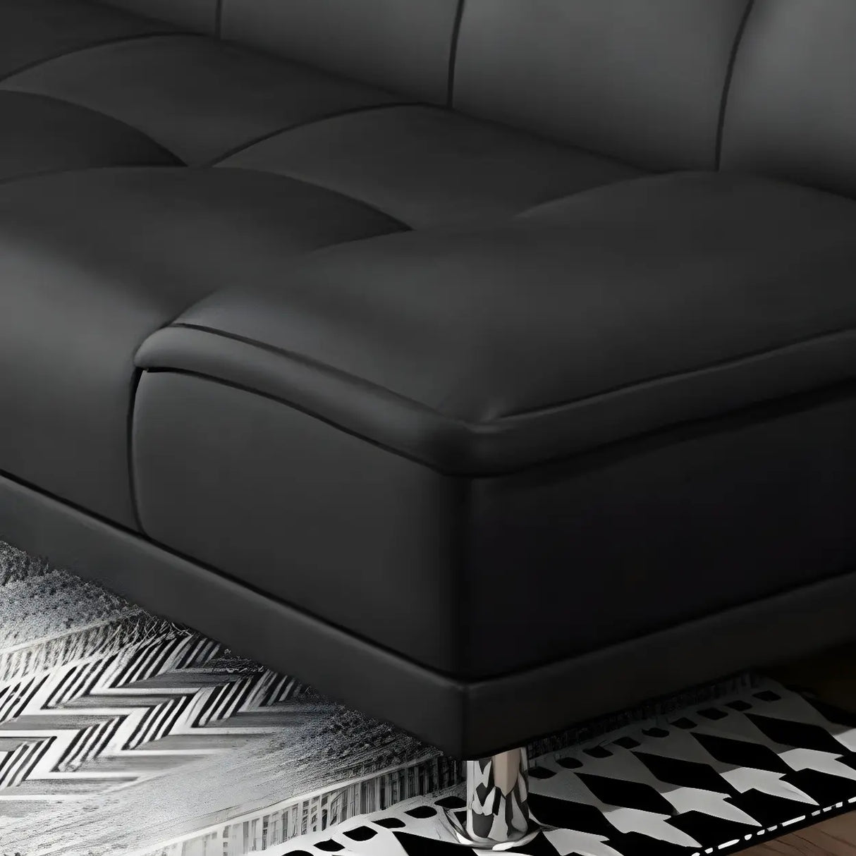 Black Water Resistant Biscuit Back 	Reclining Sleeper Image - 9