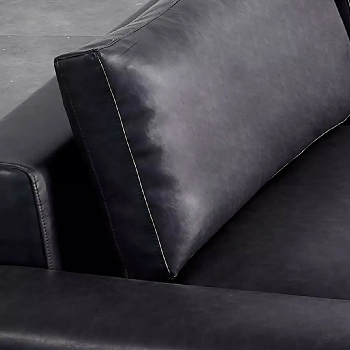 Black Water Resistant Leather Loveseat with Pillow Image - 10