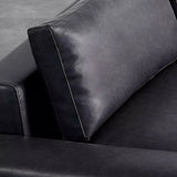 Black Water Resistant Leather Loveseat with Pillow Image - 10