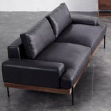 Black Water Resistant Leather Loveseat with Pillow Image - 11