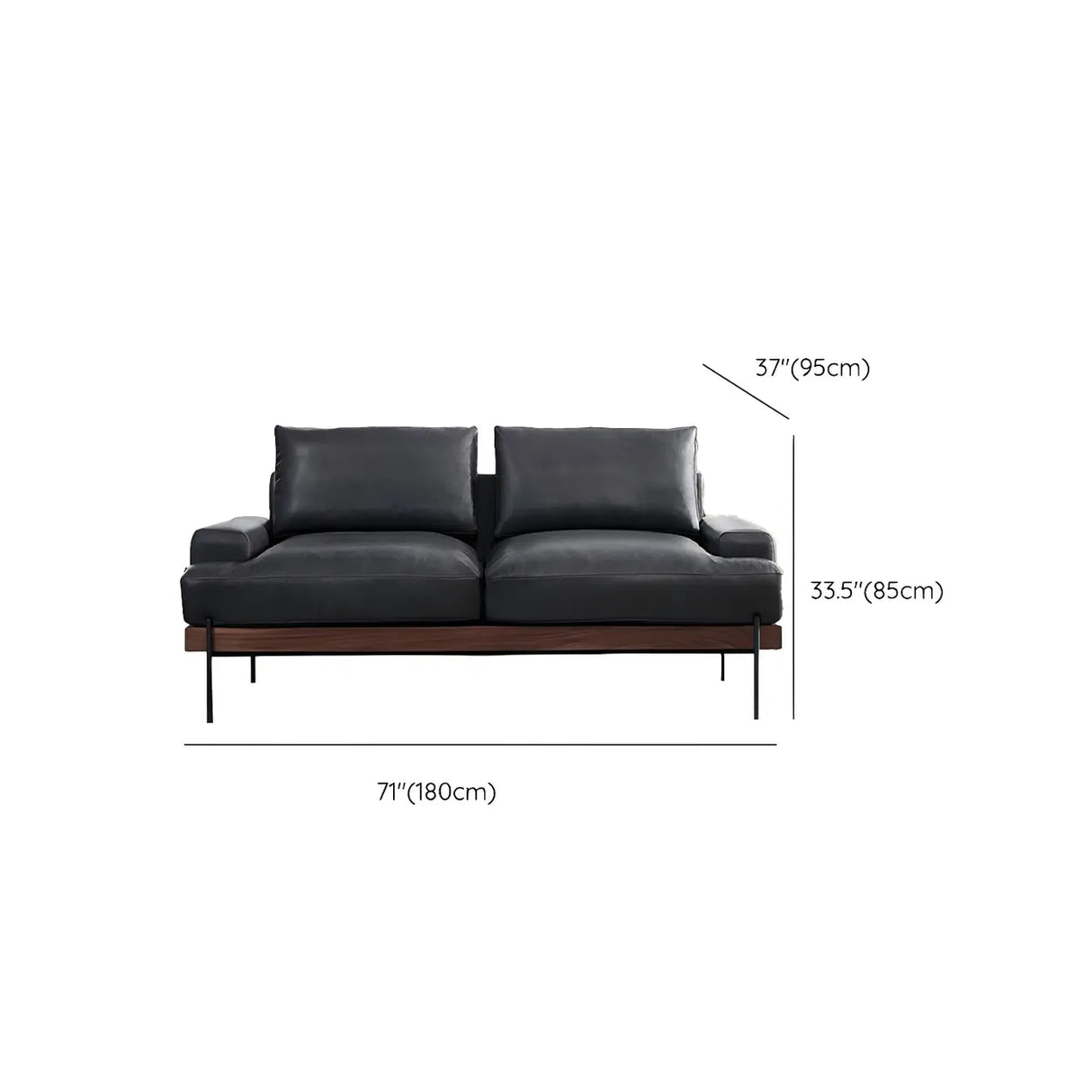 Black Water Resistant Leather Loveseat with Pillow 