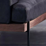 Black Water Resistant Leather Loveseat with Pillow Image - 8