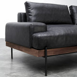 Black Water Resistant Leather Loveseat with Pillow Image - 9