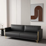 Black Water Resistant Leather Square Arm Standard Sofa Image - 4