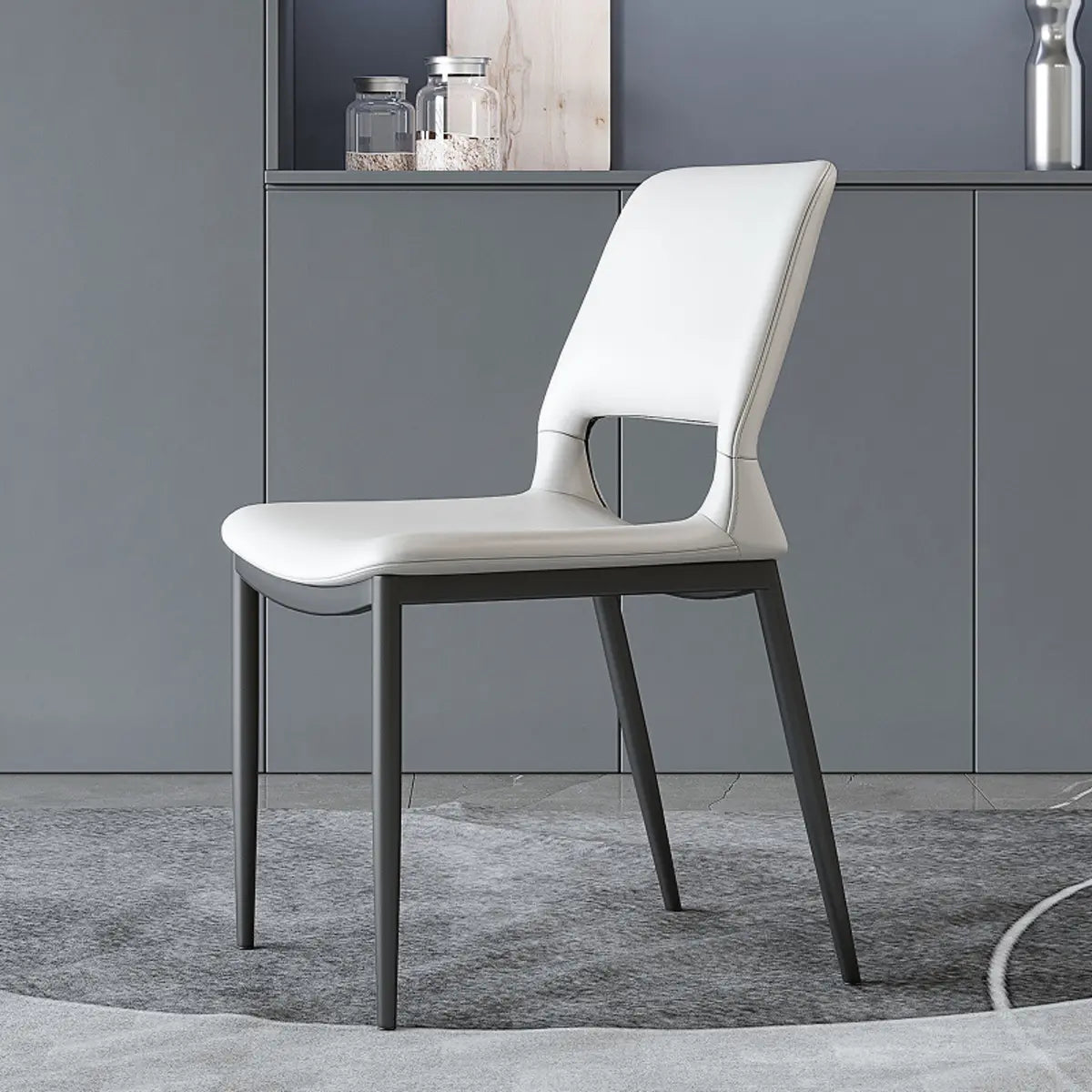 Black Water Resistant Microfiber Leather Side Chair Image - 12