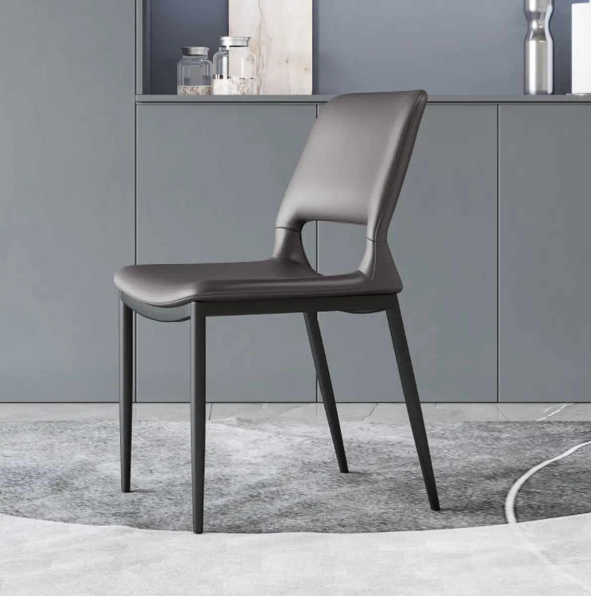 Black Water Resistant Microfiber Leather Side Chair Image - 13