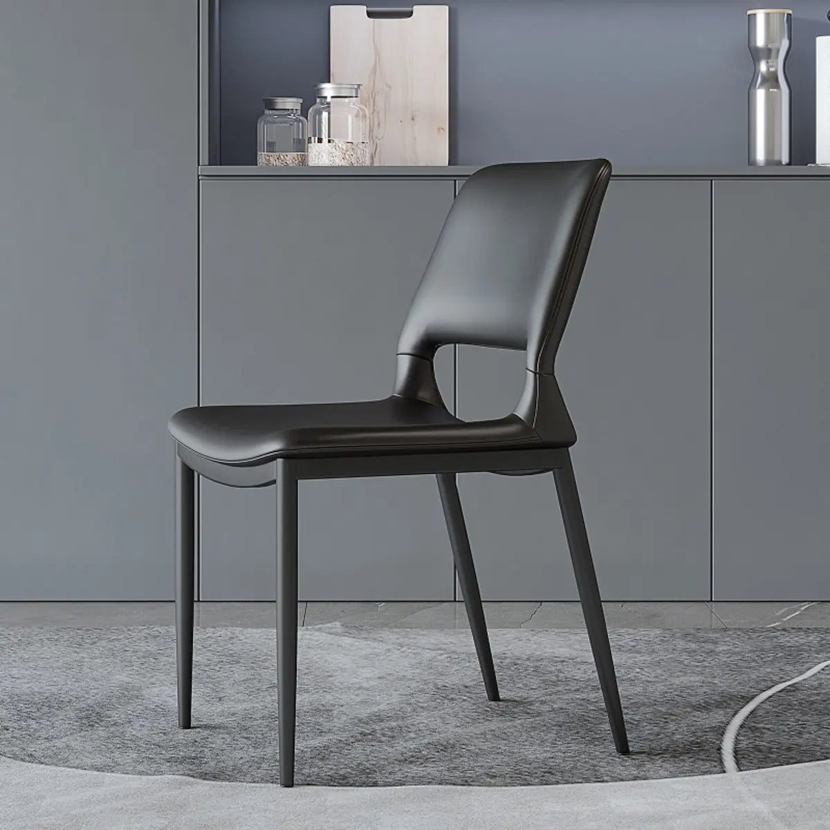 Black Water Resistant Microfiber Leather Side Chair Image - 4