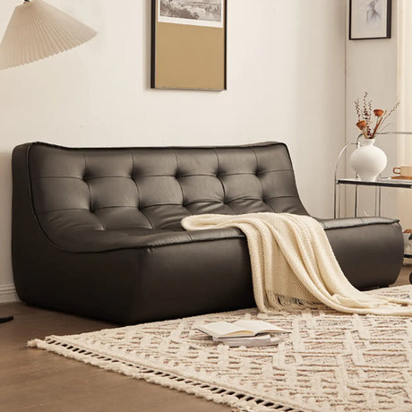 Black Water Resistant Nappa Leather Foam Fill Sofa Image - 1
