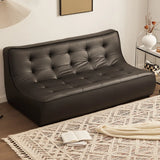 Black Water Resistant Nappa Leather Foam Fill Sofa Image - 4