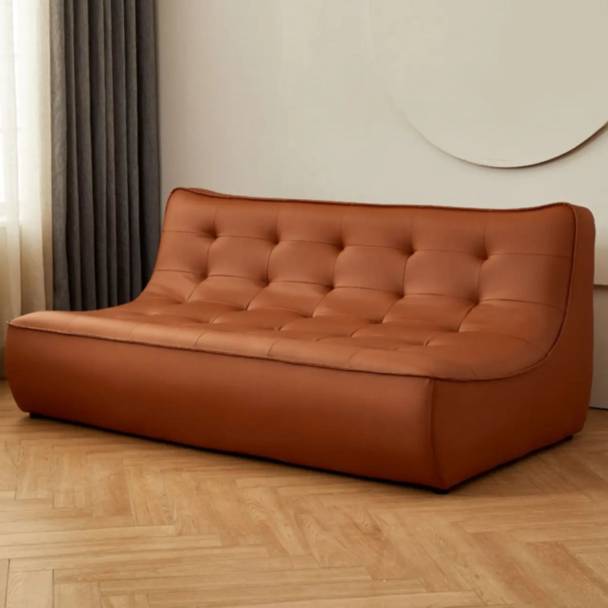 Black Water Resistant Nappa Leather Foam Fill Sofa Image - 7