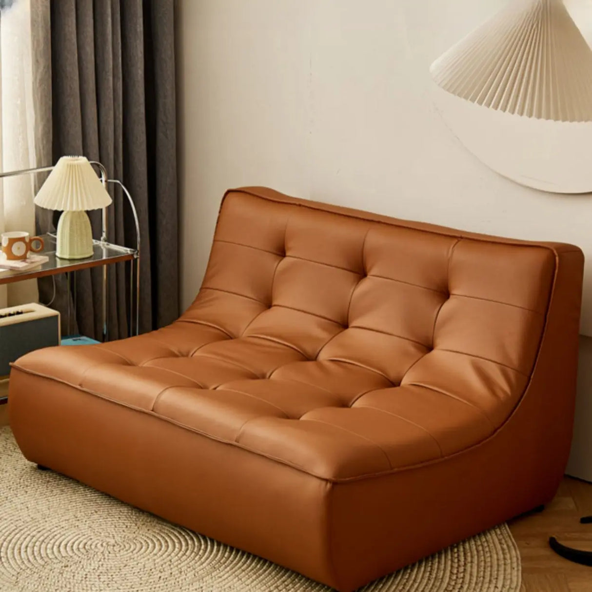 Black Water Resistant Nappa Leather Foam Fill Sofa Image - 8