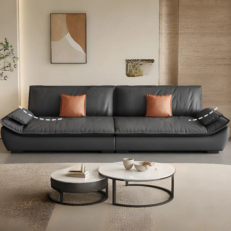 Black Water Resistant Tech Cloth Pillow Top Arm Sofa Image - 1