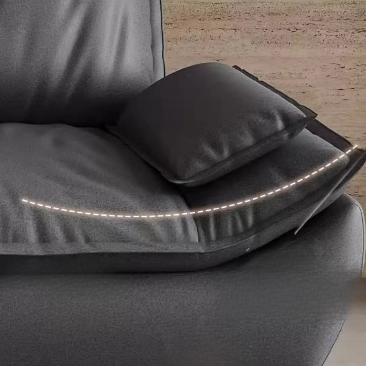 Black Water Resistant Tech Cloth Pillow Top Arm Sofa Image - 7