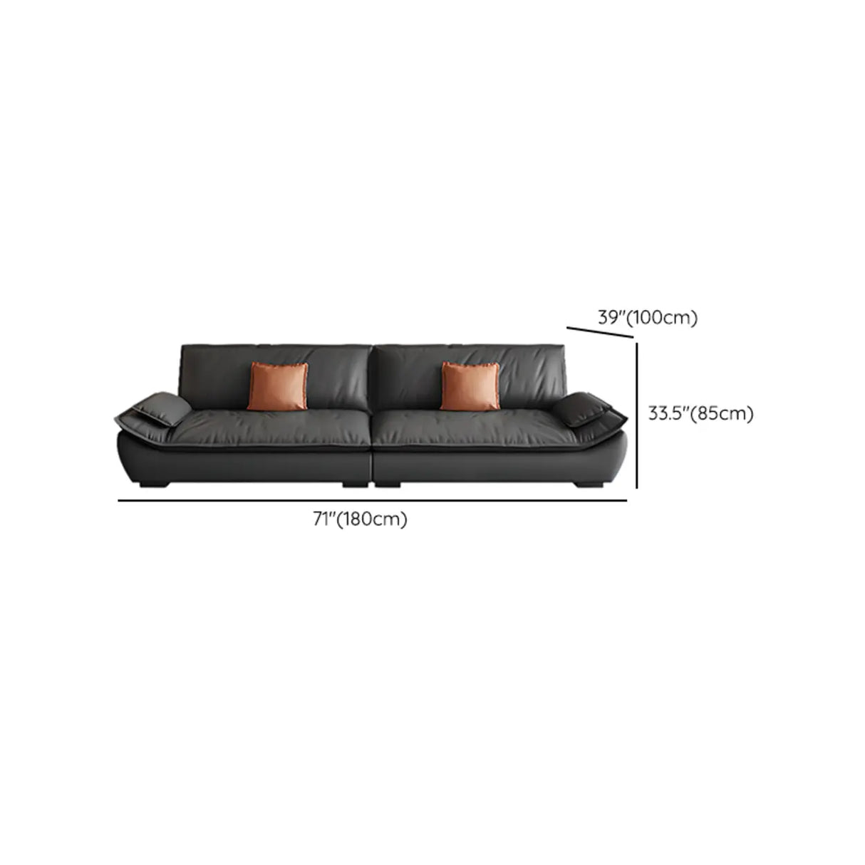 Black Water Resistant Tech Cloth Pillow Top Arm Sofa 