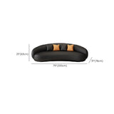 Black Water Stain Resistant Curved Leather Pillow Sofa Image - 10