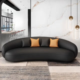 Black Water Stain Resistant Curved Leather Pillow Sofa Image - 5