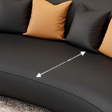 Black Water Stain Resistant Curved Leather Pillow Sofa Image - 7