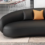 Black Water Stain Resistant Curved Leather Pillow Sofa Image - 8