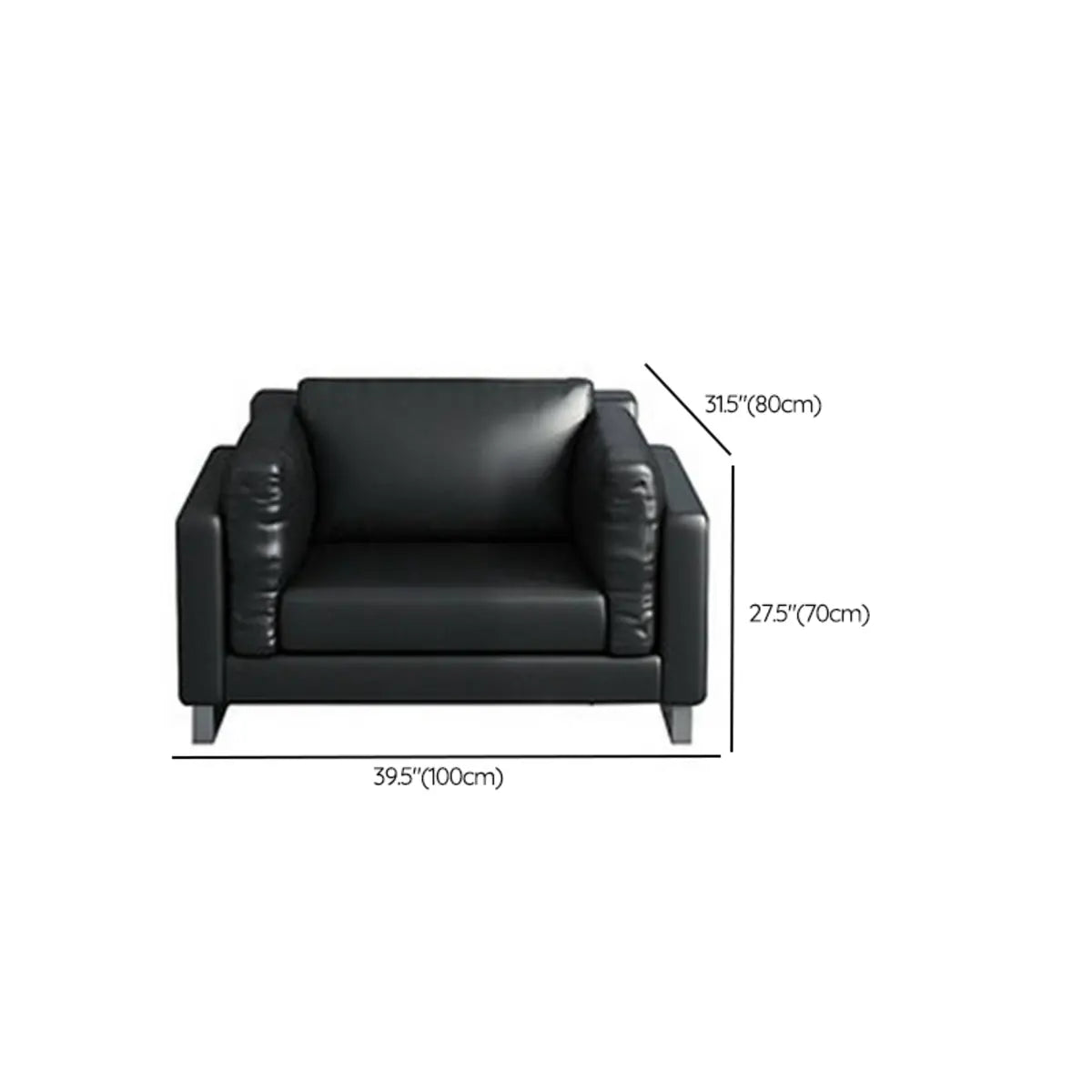 Black Waterproof Faux Leather Loveseat with Arms 