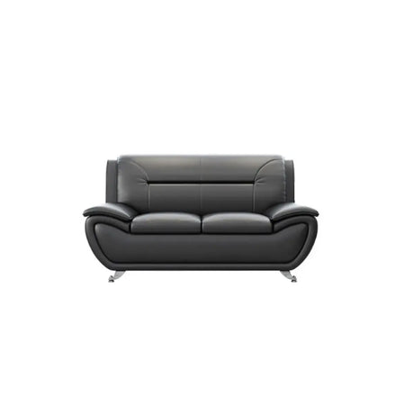 Black Waterproof Faux Leather Office Sofa Set with Arms Image - 2