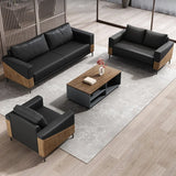 Black Waterproof Faux Leather Sofa Seating Group Image - 1